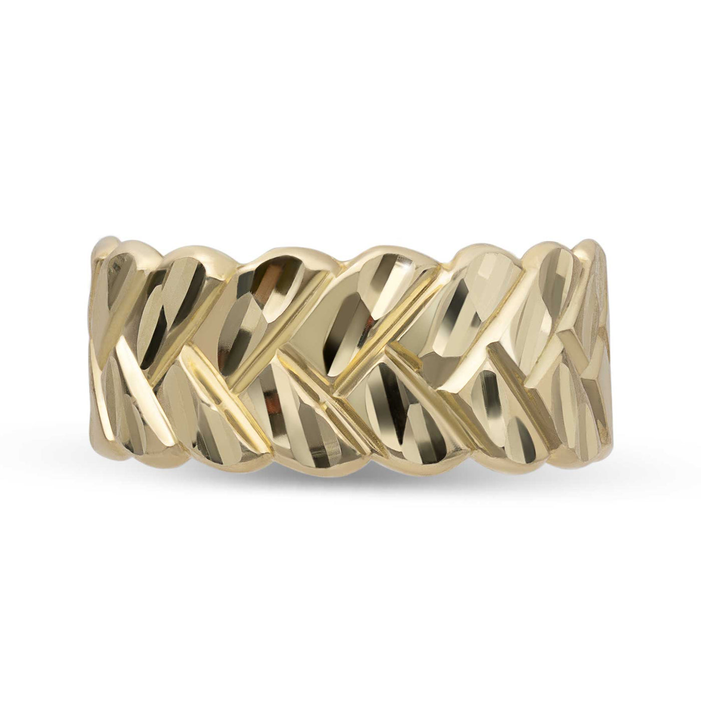Women's Diamond-Cut Herringbone Ring 10K Yellow Gold