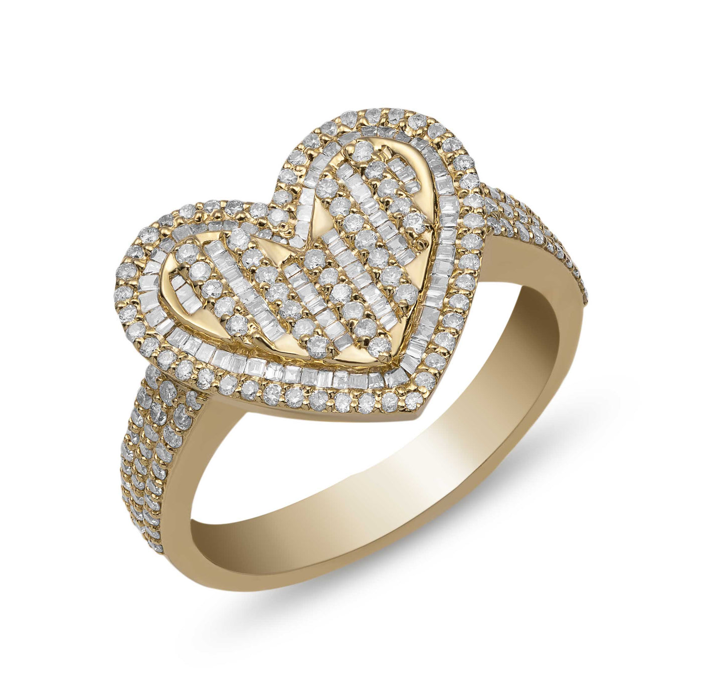 Women's Baguette Diamond Heart Ring 1.27ct 14K Gold