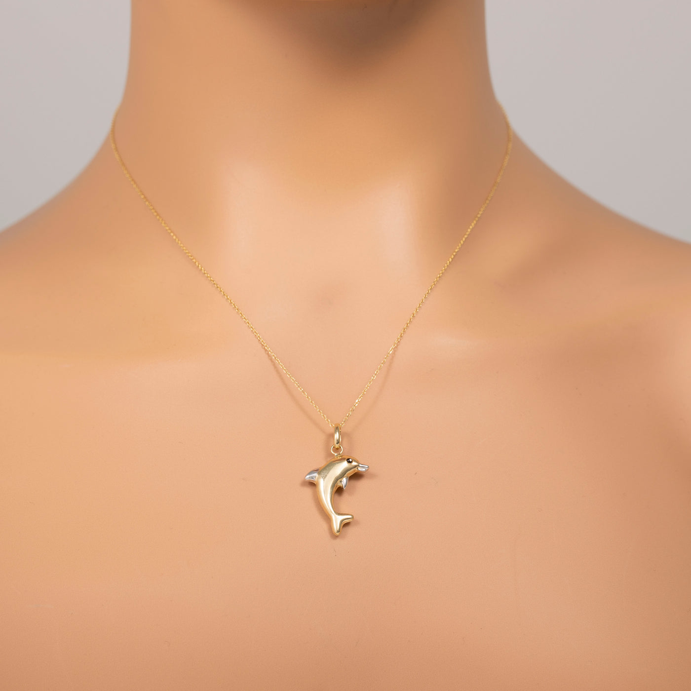 Reversible Dolphin Necklace 14K Yellow Gold