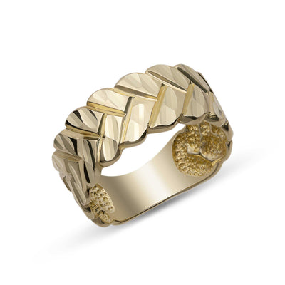 Women's Diamond-Cut Herringbone Ring 10K Yellow Gold