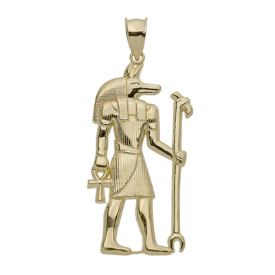 Anubis Ancient Egyptian God of the Dead Pendant 10K Yellow Gold - bayamjewelry