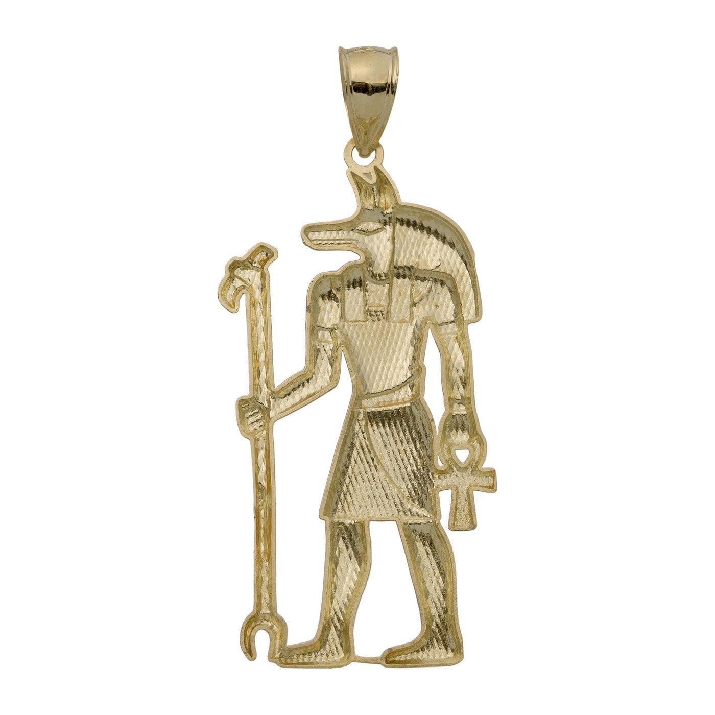 Anubis Ancient Egyptian God of the Dead Pendant 10K Yellow Gold - bayamjewelry