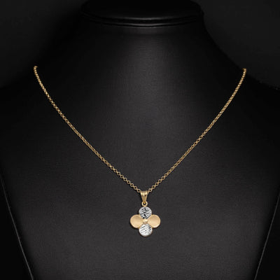1 1/4" Four-Leaf Clover Pendant Necklace 10K Yellow White Gold