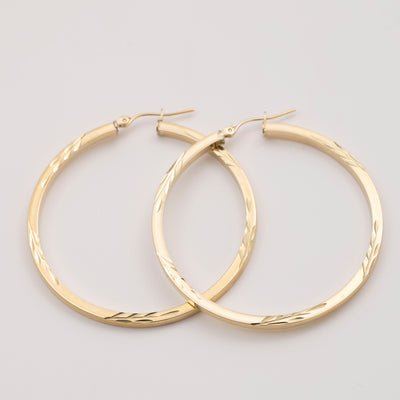 2" Diamond-Cut Tube Hoop Earrings 10K Yellow Gold