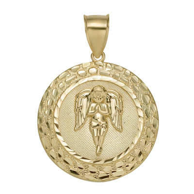 Small Guardian Angel Pendant Necklace, 14 Karat Yellow Gold