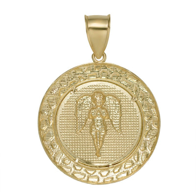 Baby Angel Nugget Medallion Pendant Solid 10K Yellow Gold - bayamjewelry