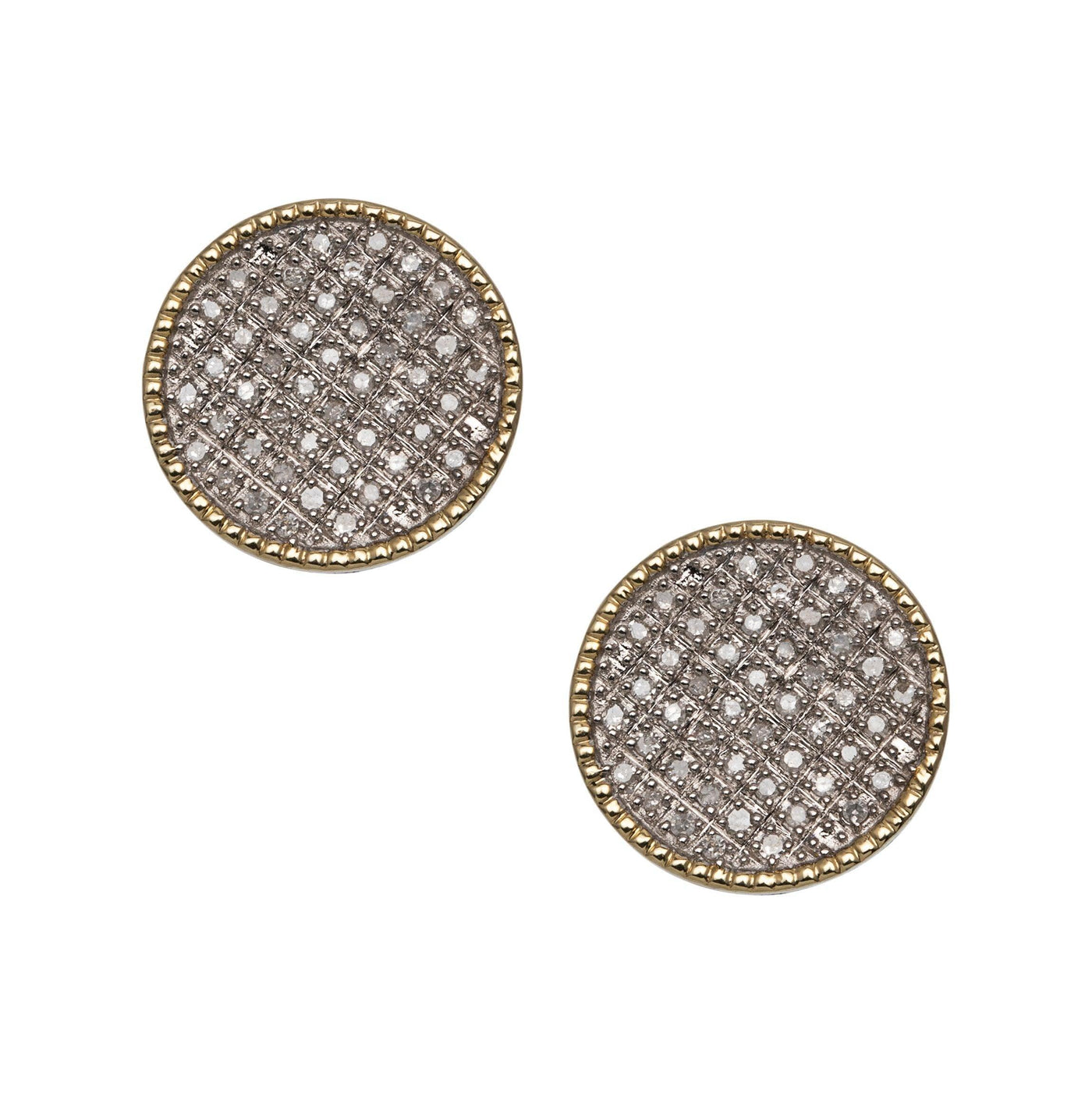 Bead Framed Round Micro-Pavé Diamond Stud Earrings 0.33ct 10K Yellow Gold - bayamjewelry
