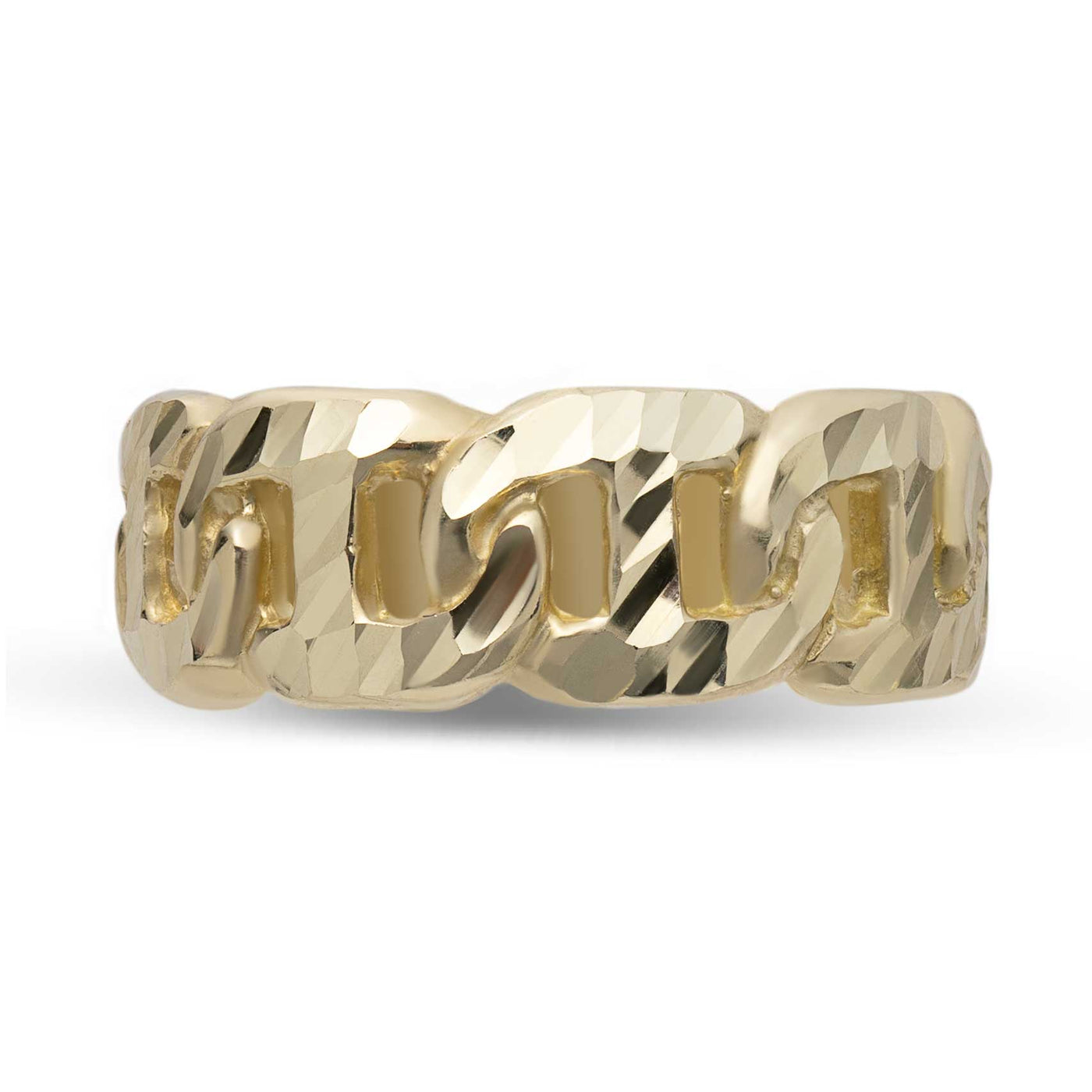 Women's Diamond-Cut Mariner Link Ring 10K Yellow Gold