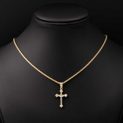 1 3/8" Crucifix Jesus Cross Pendant Necklace 10K Yellow Gold