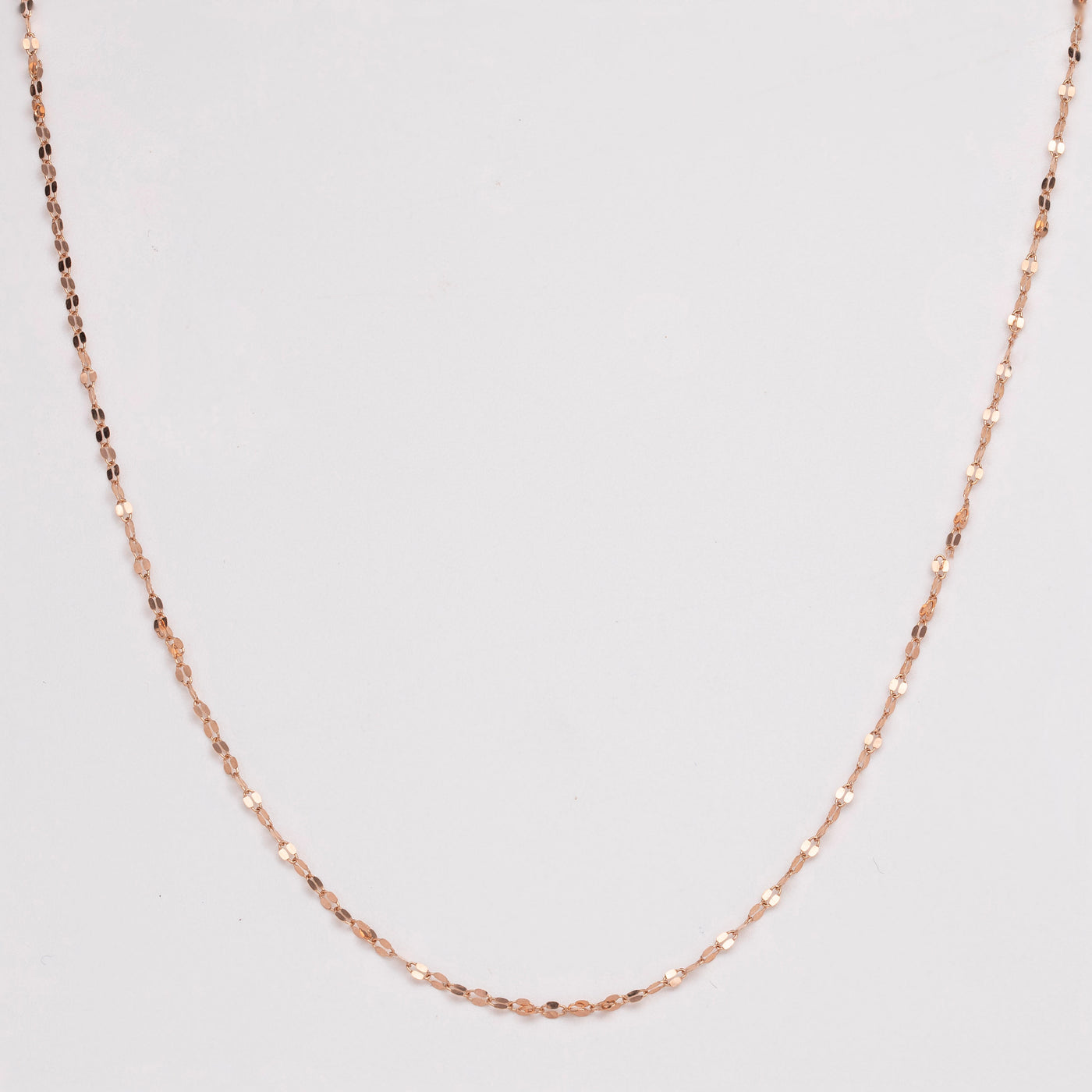 1.4mm Mirror Rolo Chain Necklace Real 14K Rose Gold