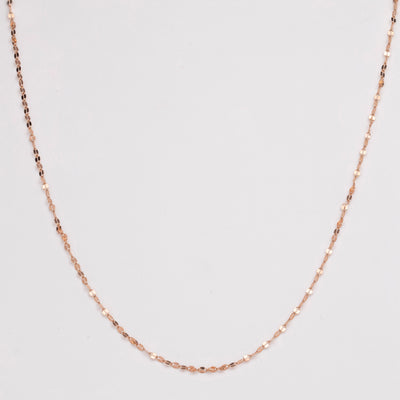 1.4mm Mirror Rolo Chain Necklace Real 14K Rose Gold