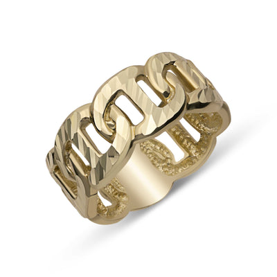 Women's Diamond-Cut Mariner Link Chain Ring 10K Yellow Gold