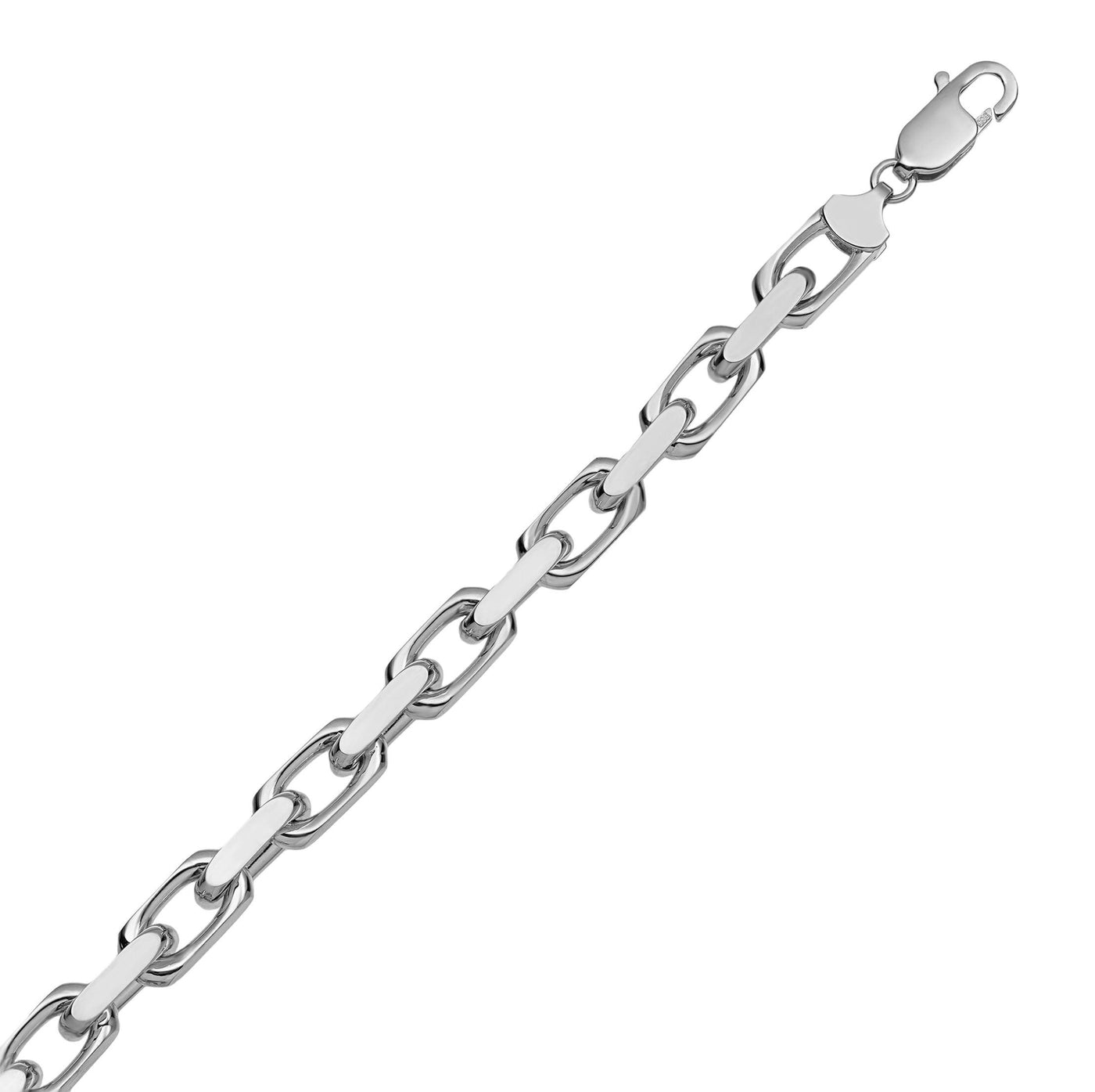 Chunky Box Chain Bracelet 14K Solid White Gold - bayamjewelry