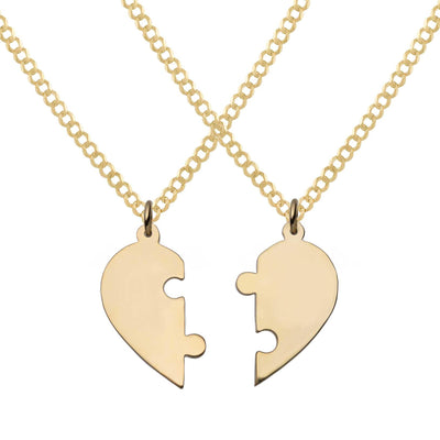Couple's Diamond Heart Initial Name Plate Necklace 14K Gold - Style 156 - bayamjewelry