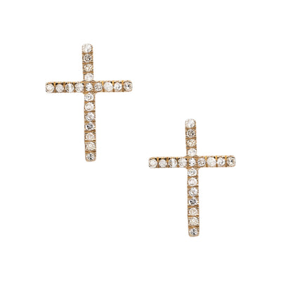 Cross Diamond Stud Earrings 0.25ct 14K Yellow Gold - bayamjewelry