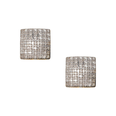 Cushion Micro-Pavé Square Diamond Stud Earrings 0.43ct 10K Yellow Gold - bayamjewelry