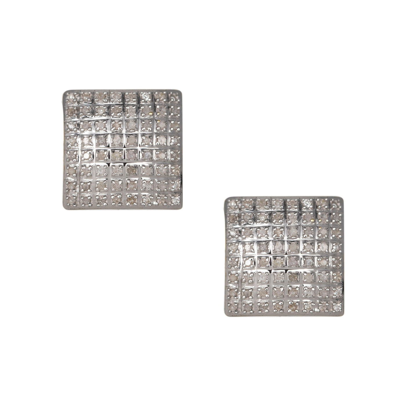 Cushion Micro-Pavé Square Diamond Stud Earrings 0.48ct 10K Yellow Gold - bayamjewelry