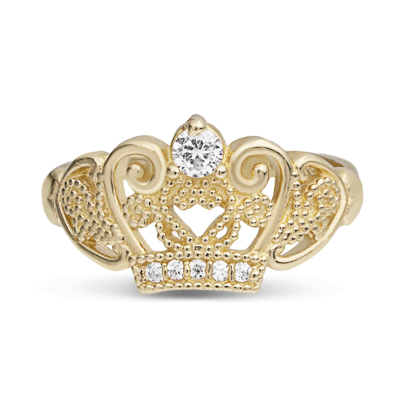 CZ Crown Ring 10K Yellow Gold - bayamjewelry