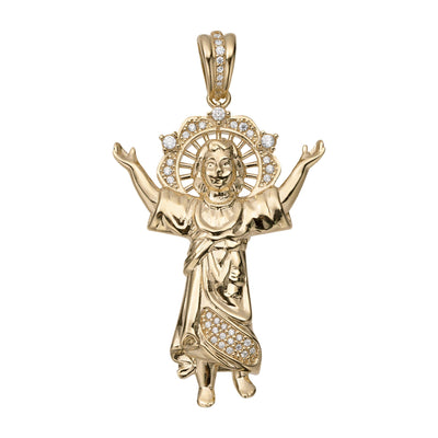 CZ Divino Nino Baby Jesus Pendant 14K Yellow Gold - bayamjewelry