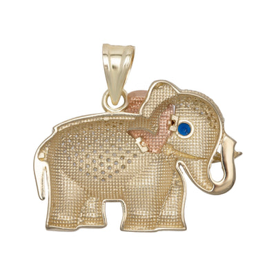 CZ Elephant Charm Pendant 10K Tri-Color Gold - bayamjewelry
