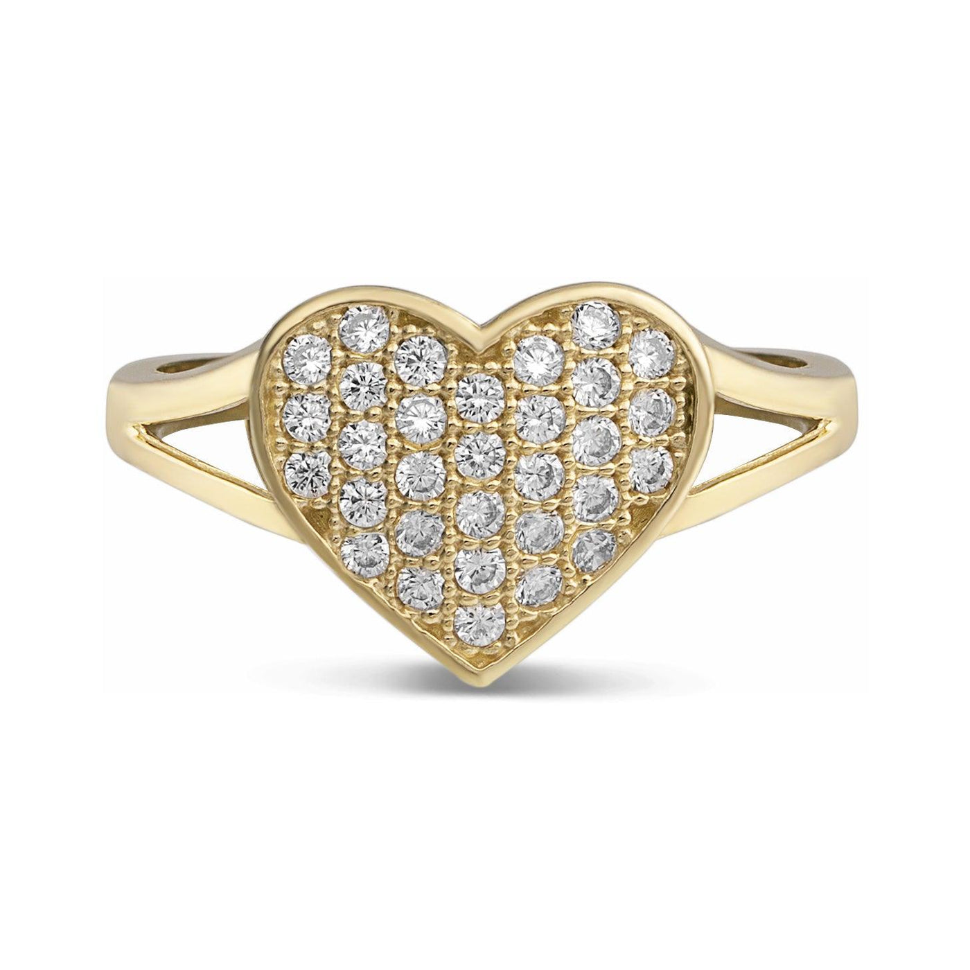 CZ Heart Ring 10K Yellow Gold - bayamjewelry
