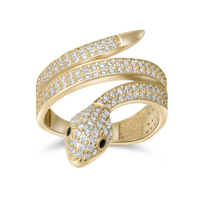 CZ Snake Ring 10K Solid Yellow Gold - bayamjewelry