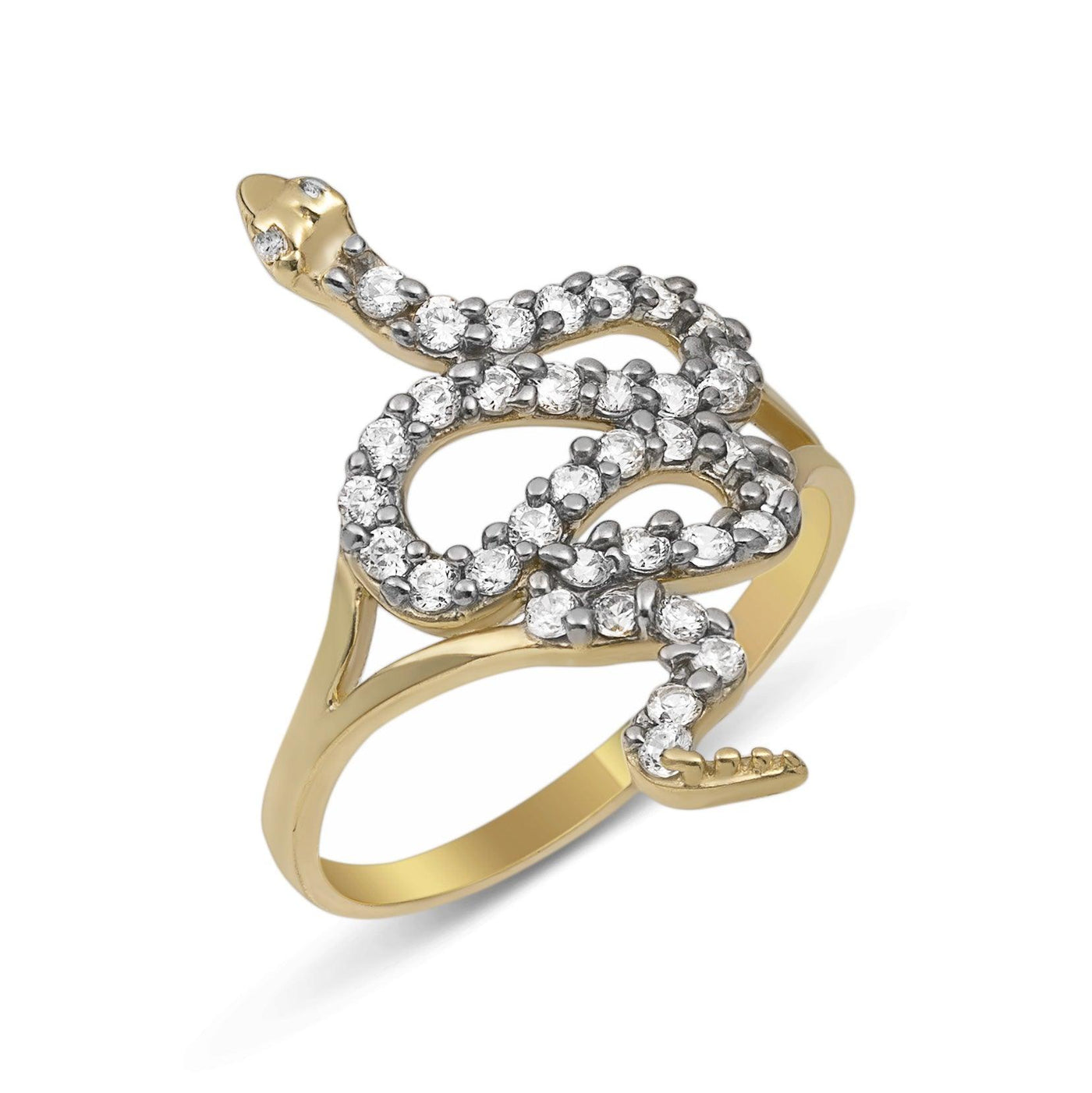 CZ Snake Ring 10K Yellow Gold - bayamjewelry