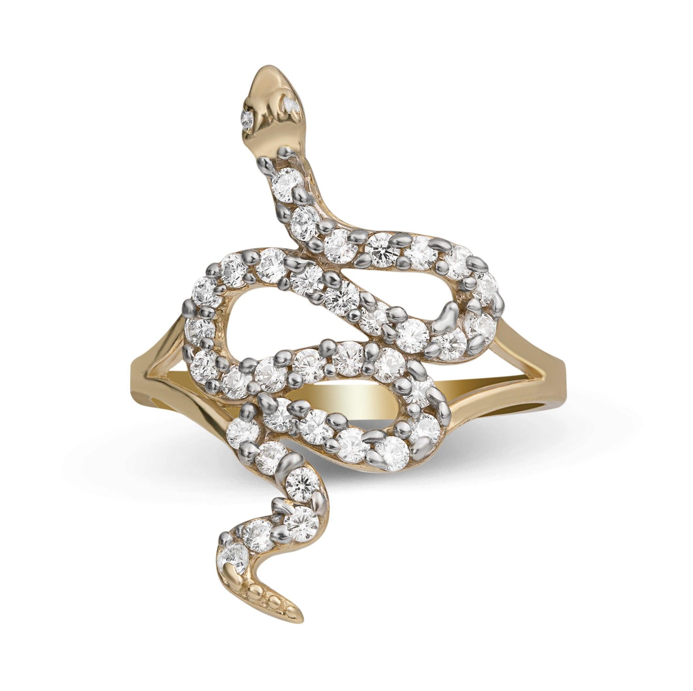CZ Snake Ring 10K Yellow Gold - bayamjewelry