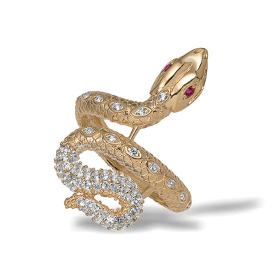 CZ Snake Ring 14K Yellow Gold - bayamjewelry