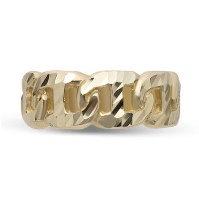 Diamond-Cut Mariner Link Ring 10K Yellow Gold
