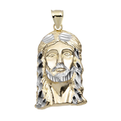 Diamond-Cut Face of Jesus Pendant Solid 10K Yellow Gold - bayamjewelry