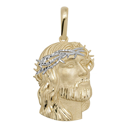 Diamond-Cut Face Of Jesus Pendant Solid 14K Yellow Gold - bayamjewelry