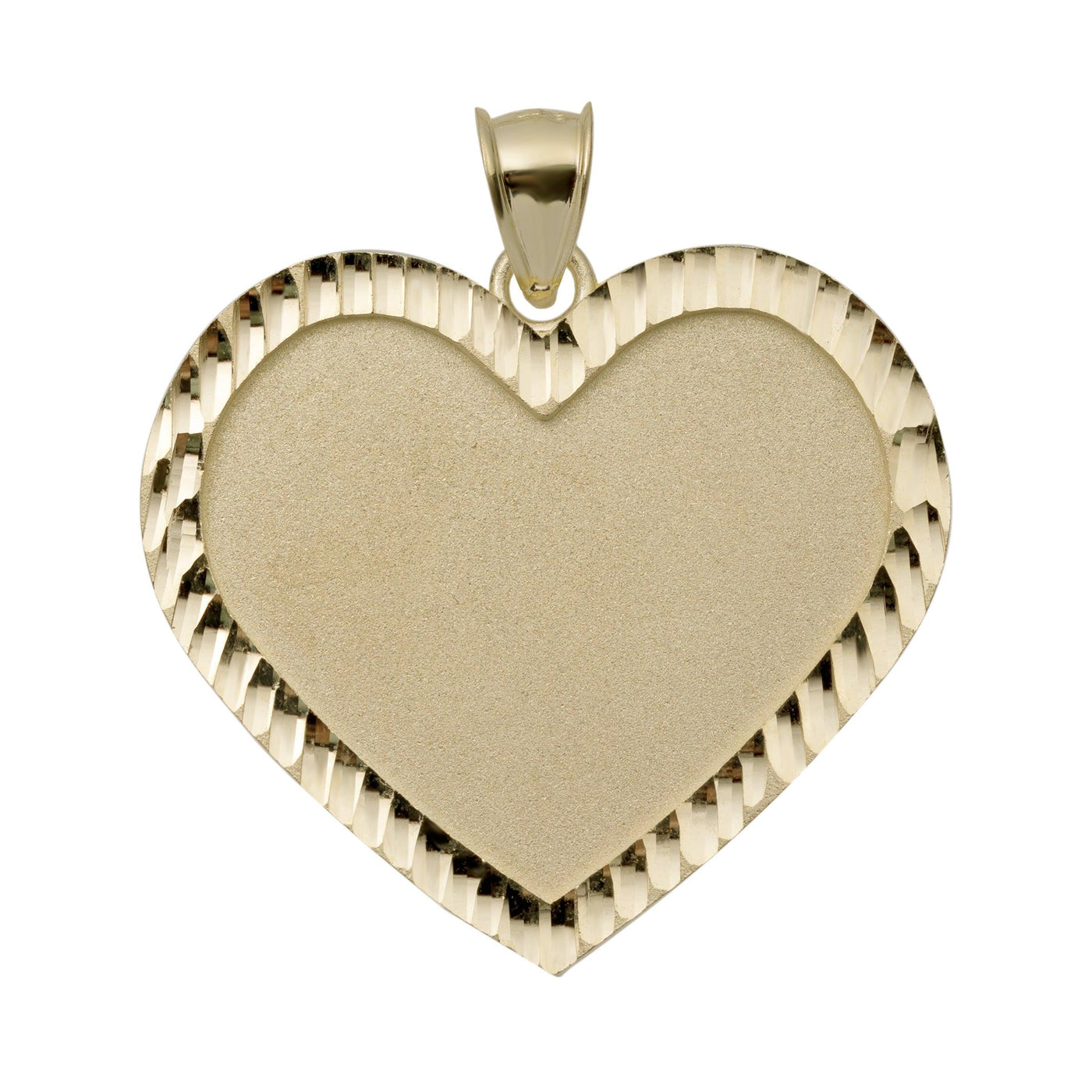 Diamond-Cut Frame Heart Medallion Pendant 10K Yellow Gold - bayamjewelry