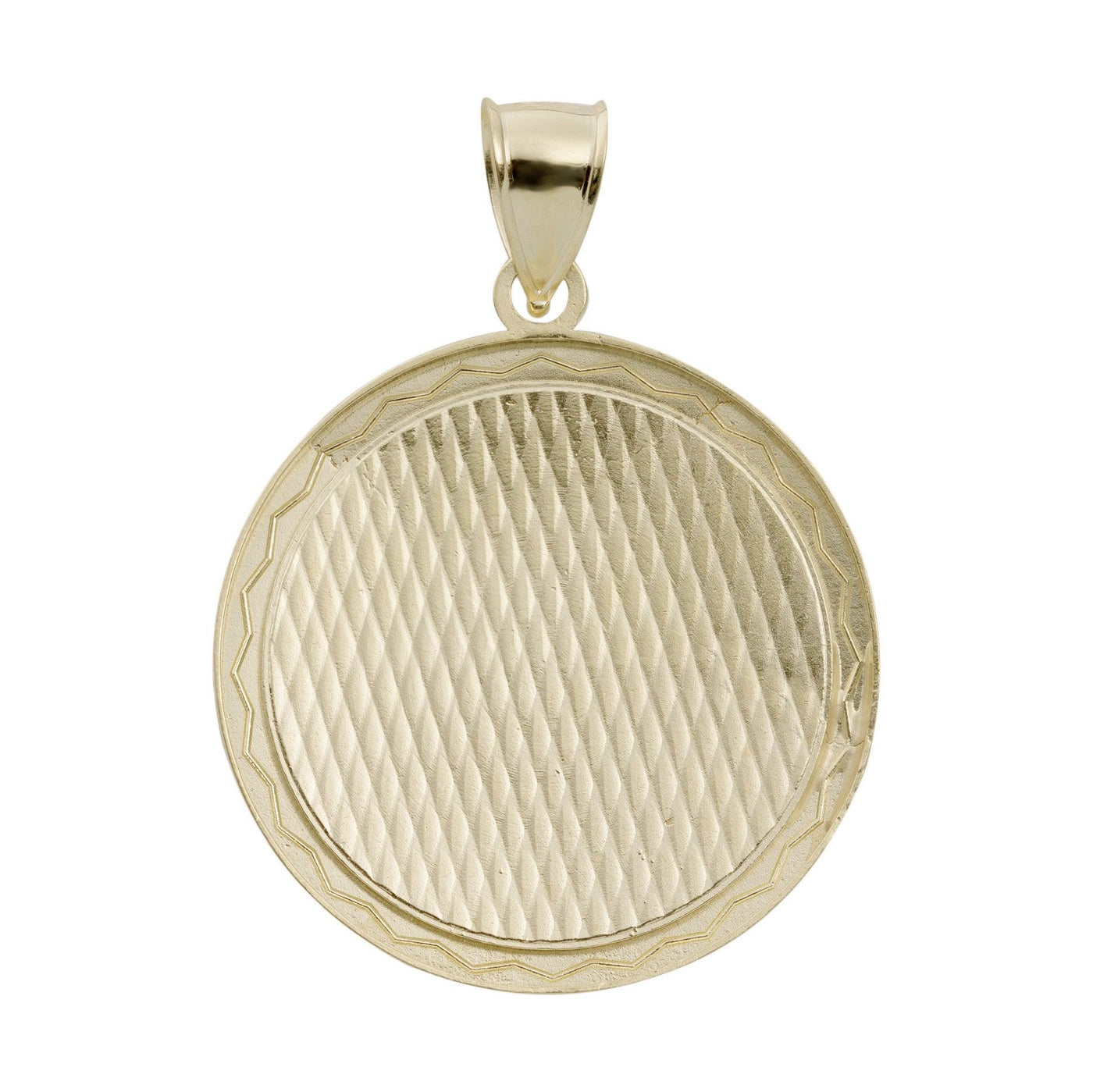 Diamond-Cut Frame Round Medallion Pendant 10K Yellow Gold - bayamjewelry