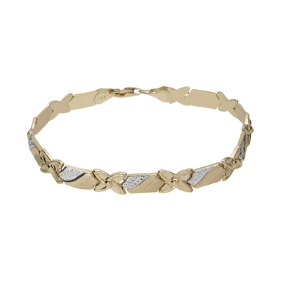 Diamond Cut Hugs & Kisses Stampato Bracelet 10K Yellow White Gold - bayamjewelry
