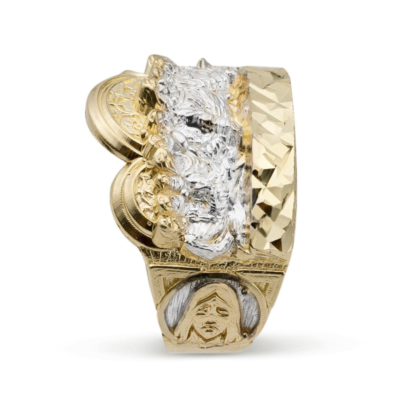 Diamond-Cut Last Supper Ring Solid 10K Yellow Gold - bayamjewelry