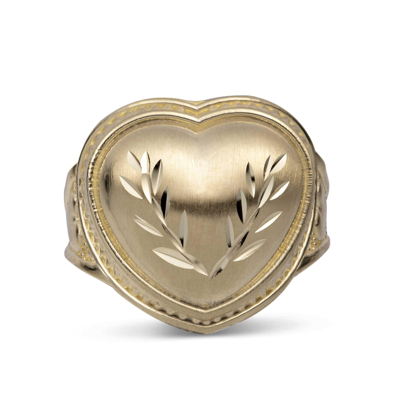 Diamond-Cut Medium Heart Ring 10K Yellow Gold - bayamjewelry