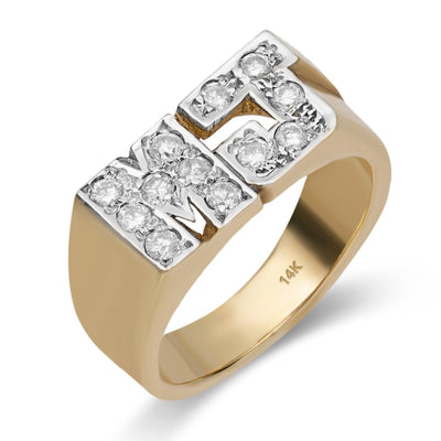 Diamond Initial Ring 14K Gold - Style 15 - bayamjewelry