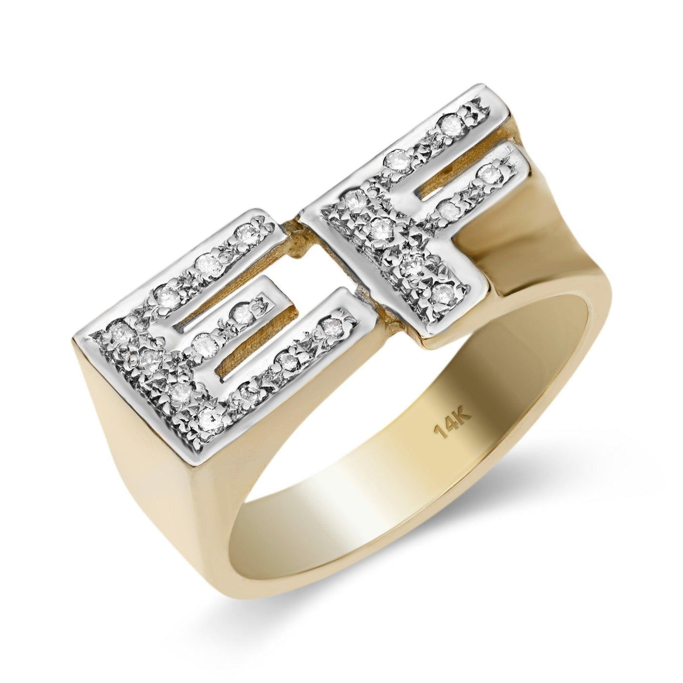Diamond Initial Ring 14K Gold - Style 6 - bayamjewelry