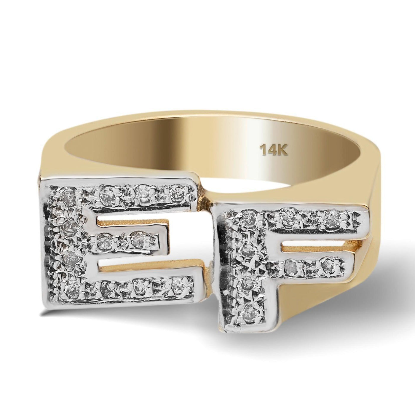 Diamond Initial Ring 14K Gold - Style 6 - bayamjewelry