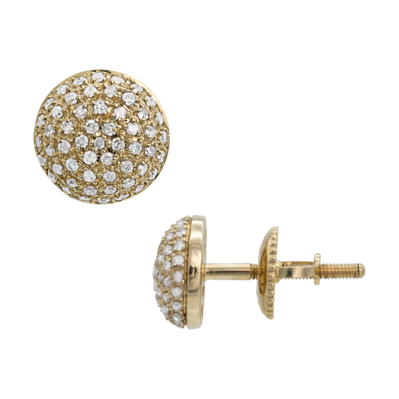 Diamond Pave Stud Earrings 0.32ct 10K Yellow Gold - bayamjewelry