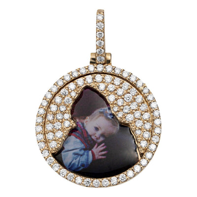 Diamond Picture Frame Memory Medallion Pendant 14K Yellow Gold - bayamjewelry