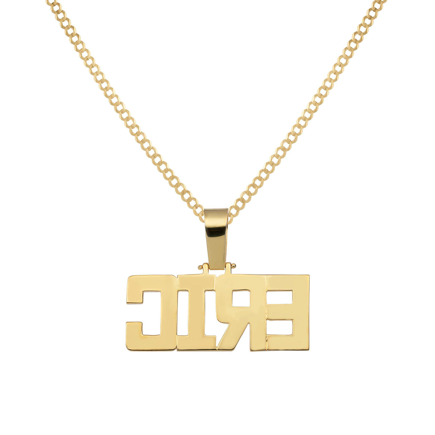 Diamond Script Name Plate Necklace 14K Gold - Style 160 - bayamjewelry