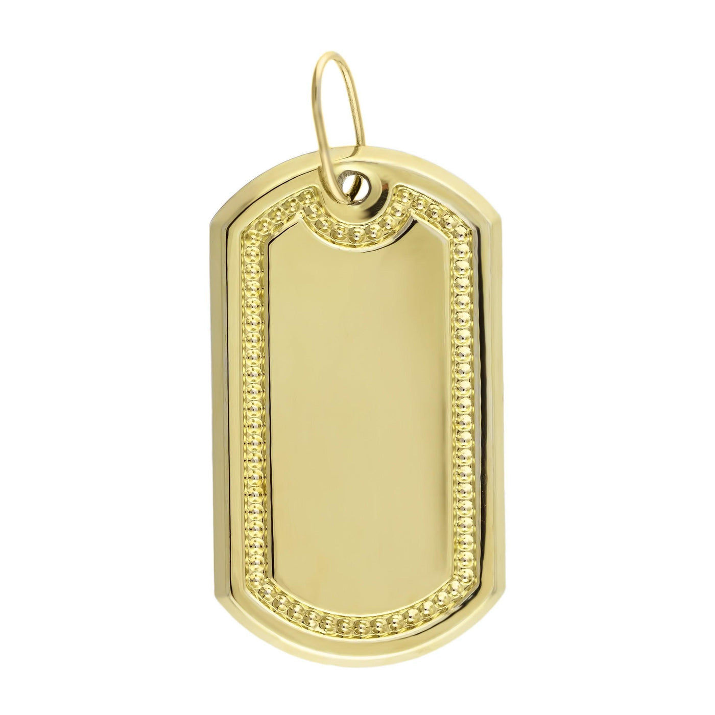 Dog Tag Plain Charm Pendant Genuine 10K Yellow Gold Great Gift! - bayamjewelry