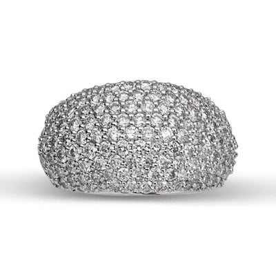 Dome Diamond Ring 3.75ct 14K White Gold - bayamjewelry