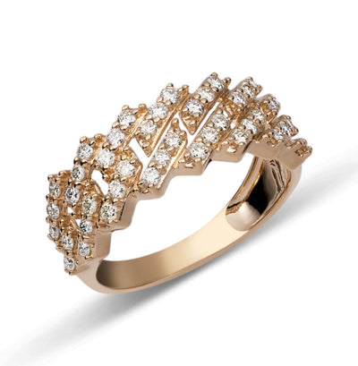 Edge Cuban Link Diamond Ring 1.42ct 14K Yellow Gold - bayamjewelry