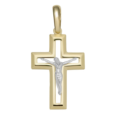 1 1/2" Cut-Out Crucifix Jesus Cross Pendant Solid 10K Yellow Gold