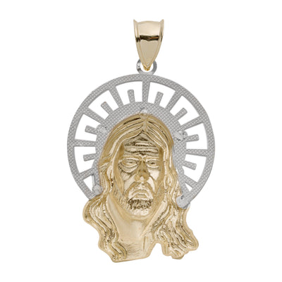 Face of Jesus with Halo Pendant 10K Tri-Color Gold - bayamjewelry