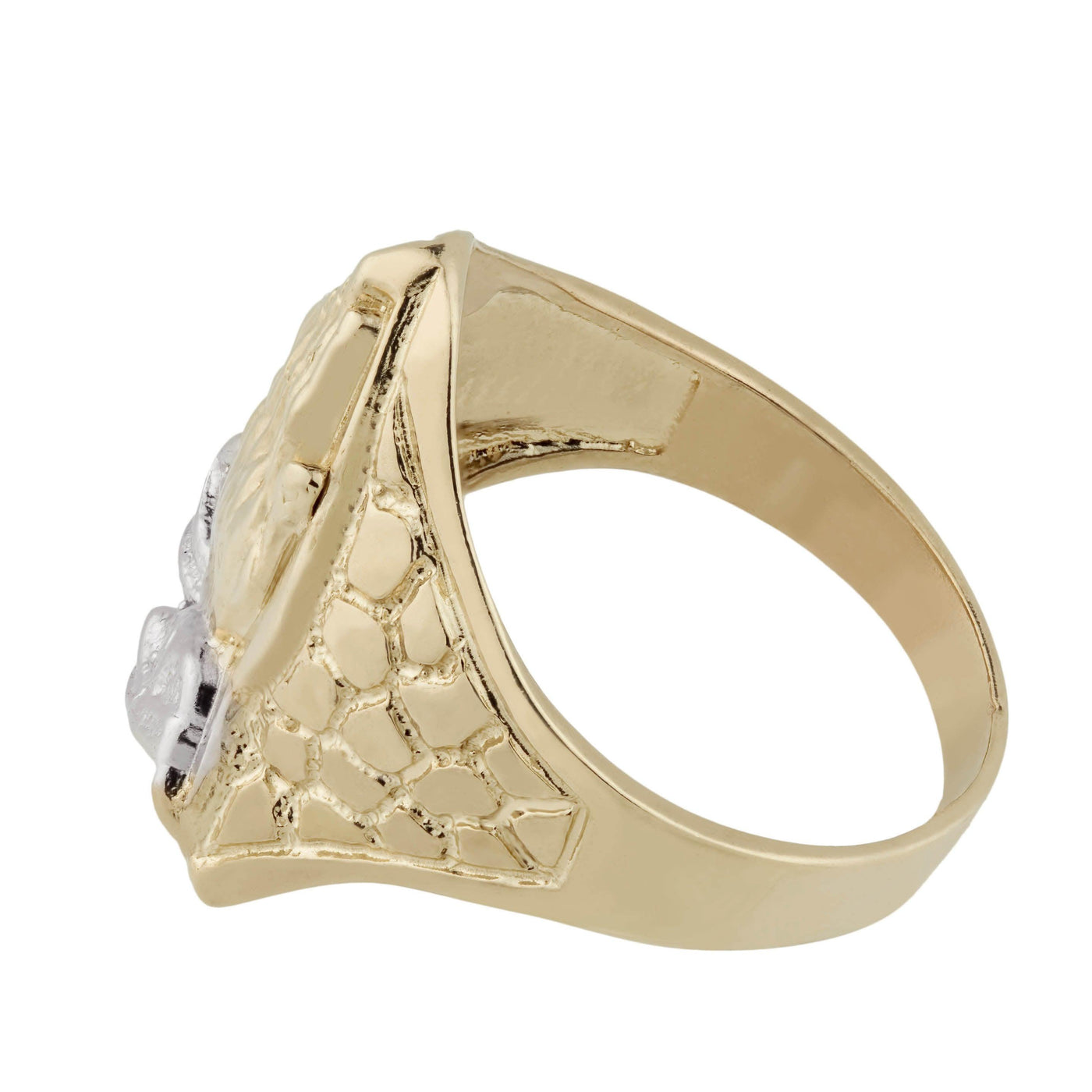 Faith's Embrace Praying Hand Two-Tone Ring Solid 10K Yellow Gold - bayamjewelry