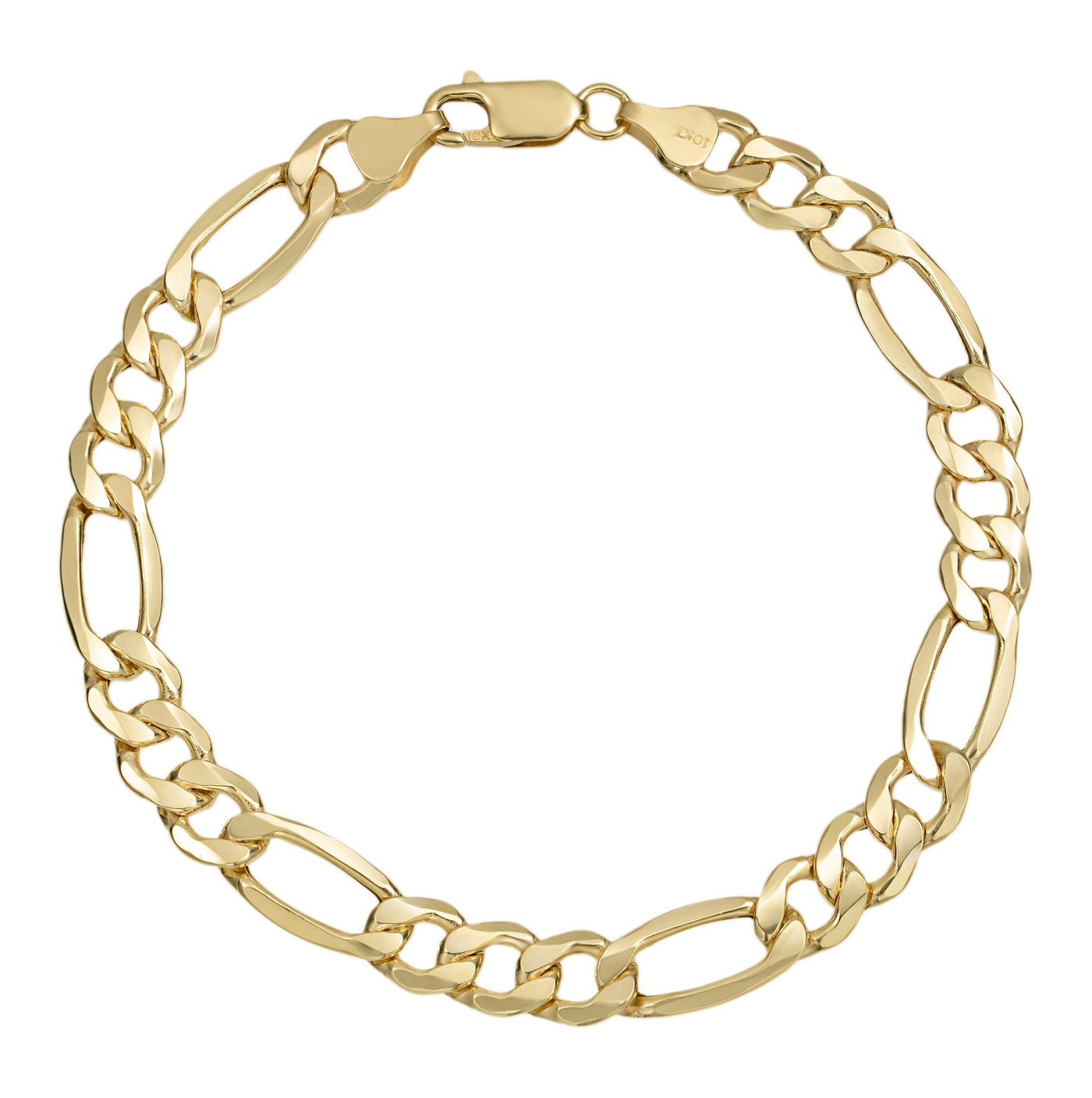Figaro Link Bracelet 10K Yellow Gold - Hollow - bayamjewelry